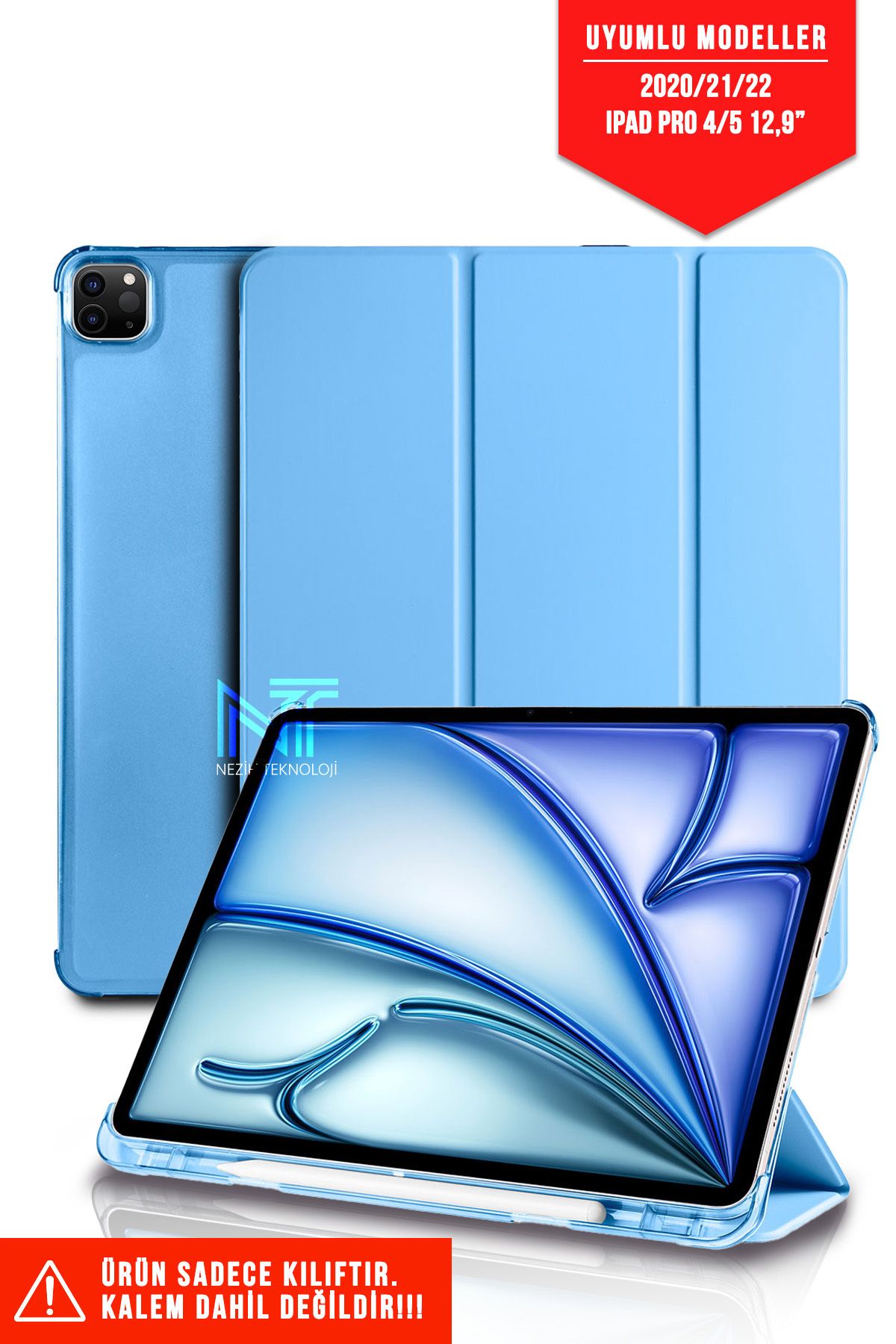 Store Ipad Pro 4. Nesil 5.nesil 2020/21/22 12.9 Katlanabilir Kalem Bölmeli Smart Standlı Akıllı Kılıf