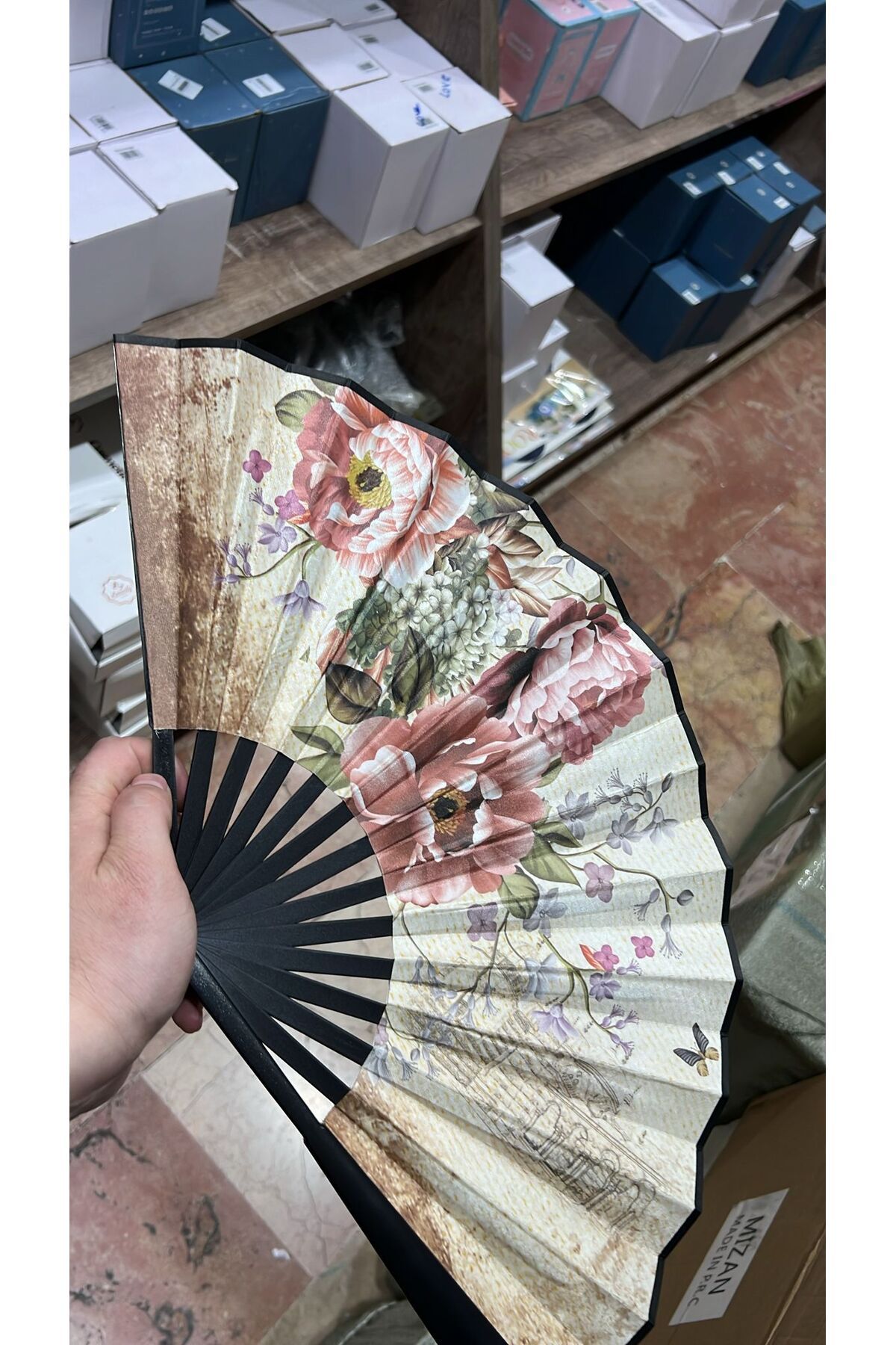 MODA Aysence.Ayşegül Özel Tasarım Vintage Çiçekli Yelpaze – El Yapımı Dekoratif Fan