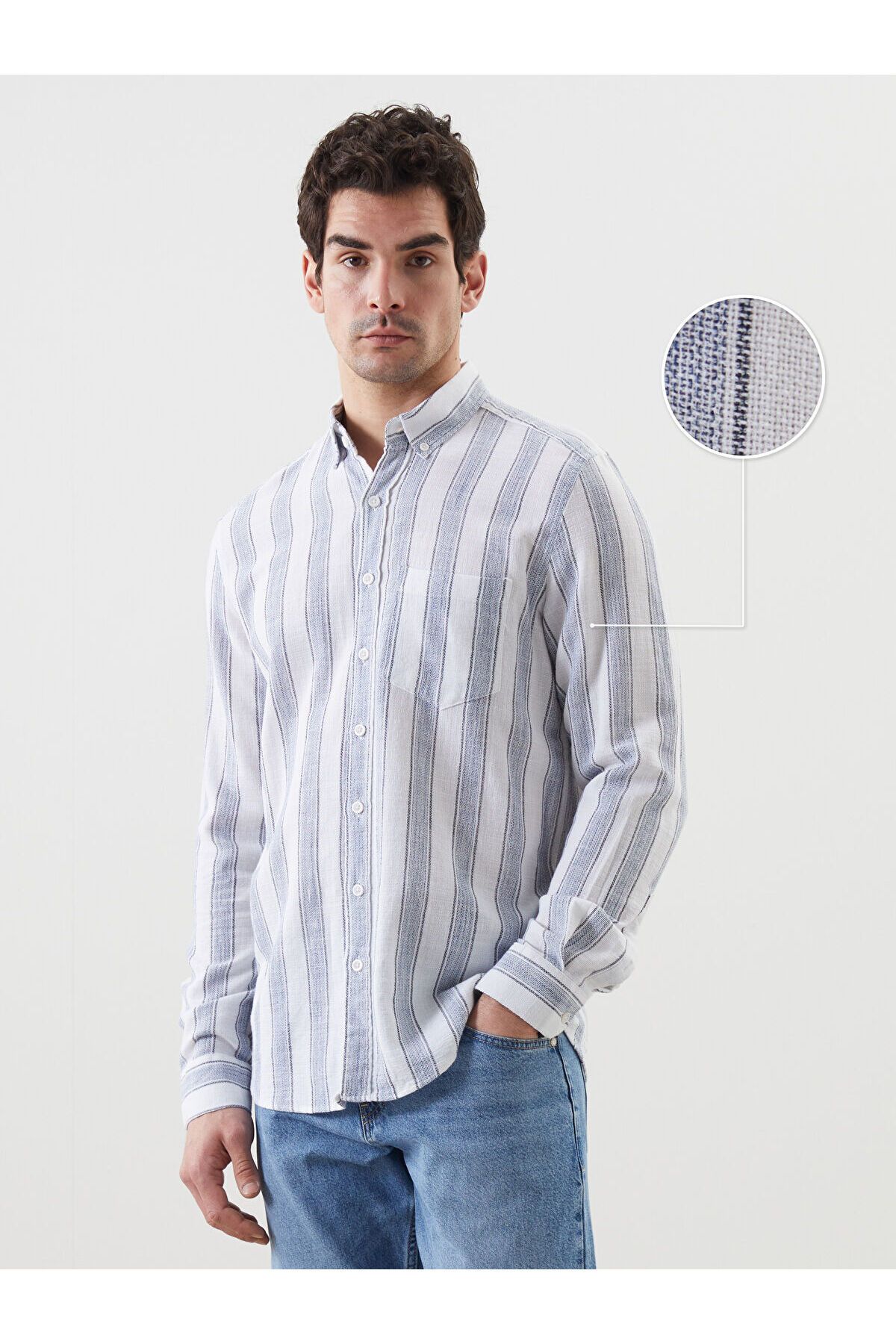LC Waikiki Regular Fit Uzun Kollu Çizgili Erkek Gömlek