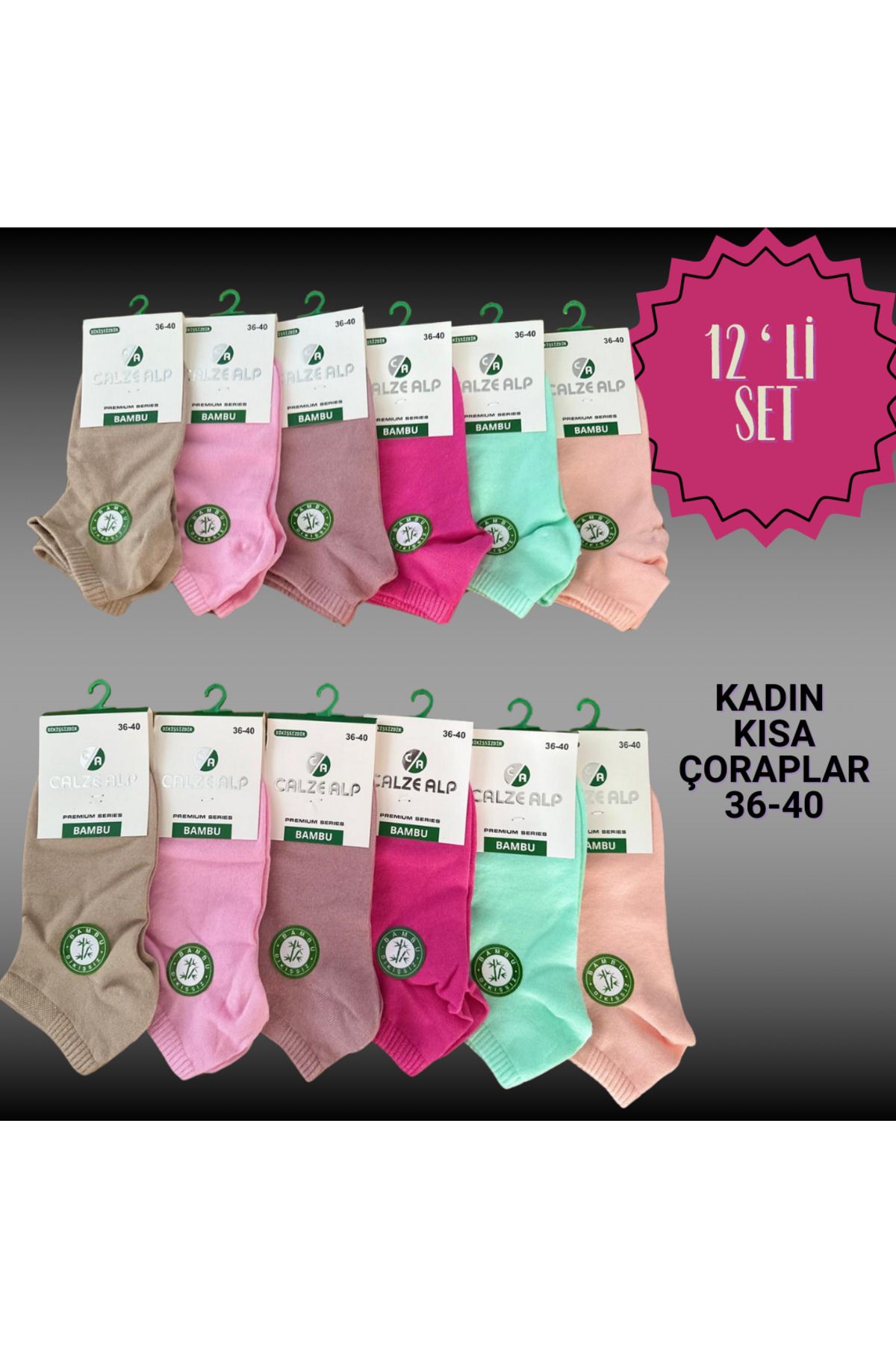 Calzealp BAMBU RENKLİ KADIN ÇORABI 12 Lİ 36-40