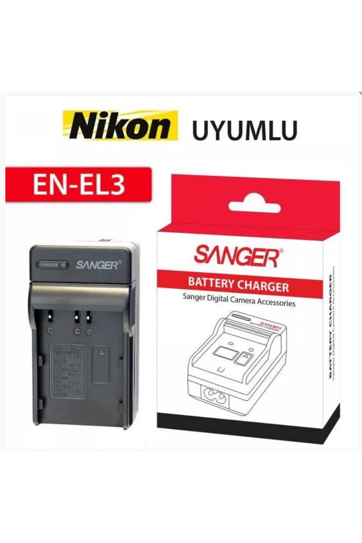 SANGER ,nikon En-el3e,bataryası Için Yedek Şarj Cihazı Aleti.