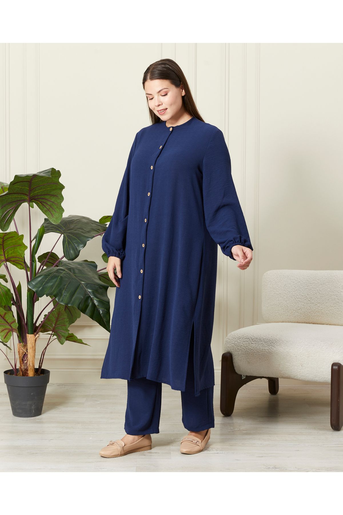 Ferace-Σετ 2 τεμαχίων λινό Plus Size Ayrobin - Γυναικείο 6