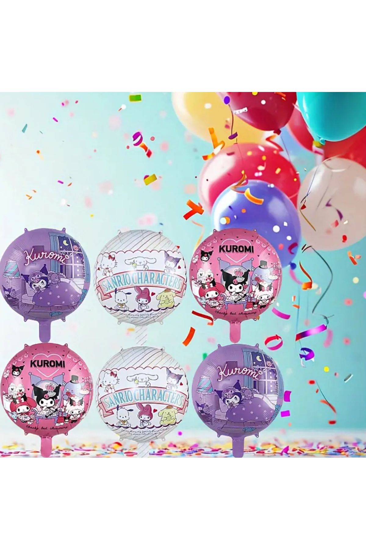 So Iconic 6 adet Kuromi ve arkadaşları Balon Seti / Doğum Günü Partisi Balonları