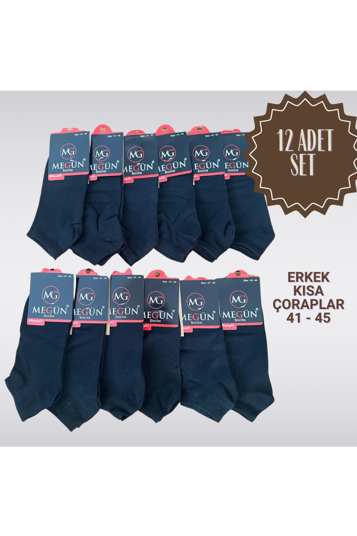 Megün DİKİŞSİZ SİYAH ERKEK ÇORAP 12 Lİ 41-44
