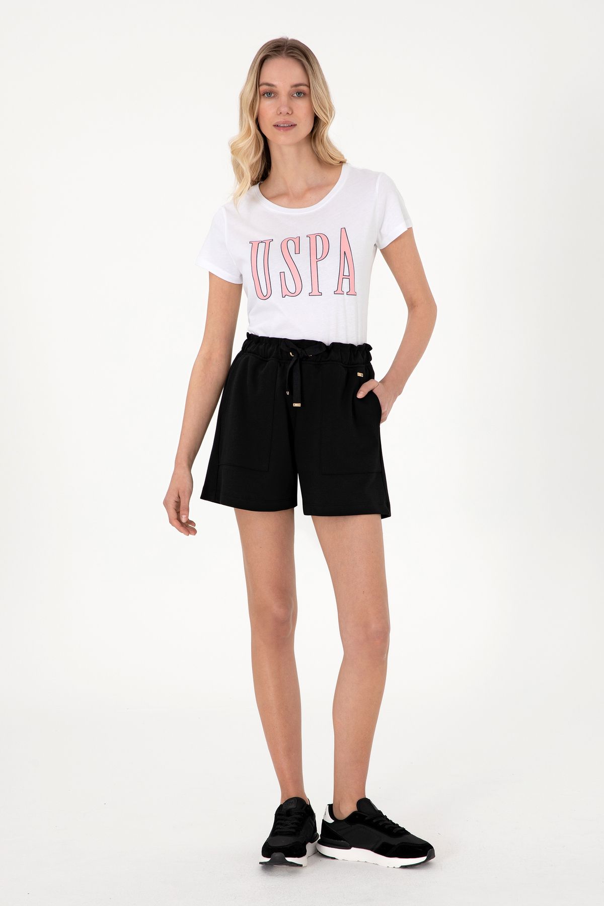 U.S. Polo Assn. Kadın Siyah Örme Şort 50305852-VR046