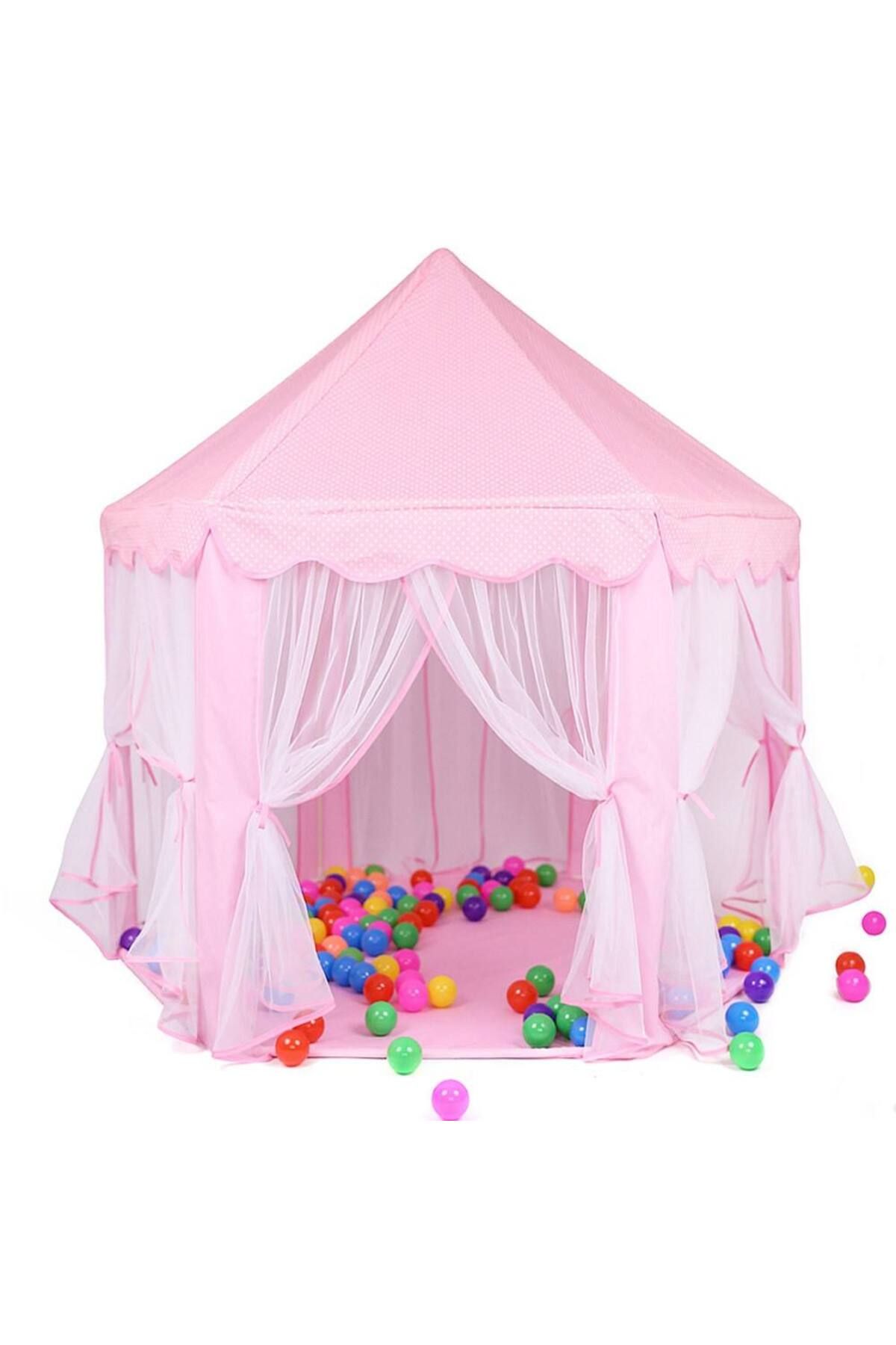 Prenses Çocuk Oyun Çadırı, Altıgen Pembe Oyun Çadırı Masal Evi