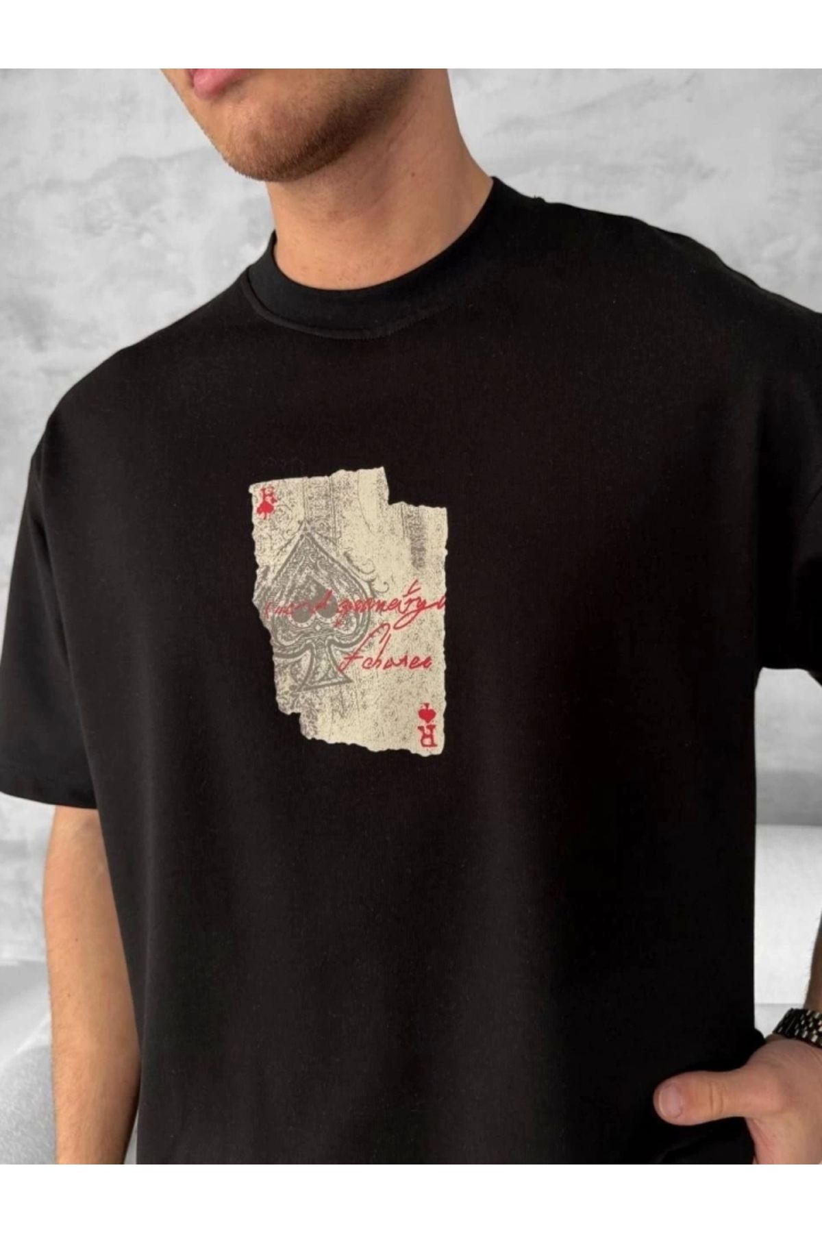 Silerra Ön Ve Arka Baskılı Oversize Bisiklet Yaka T-shirt - Siyah