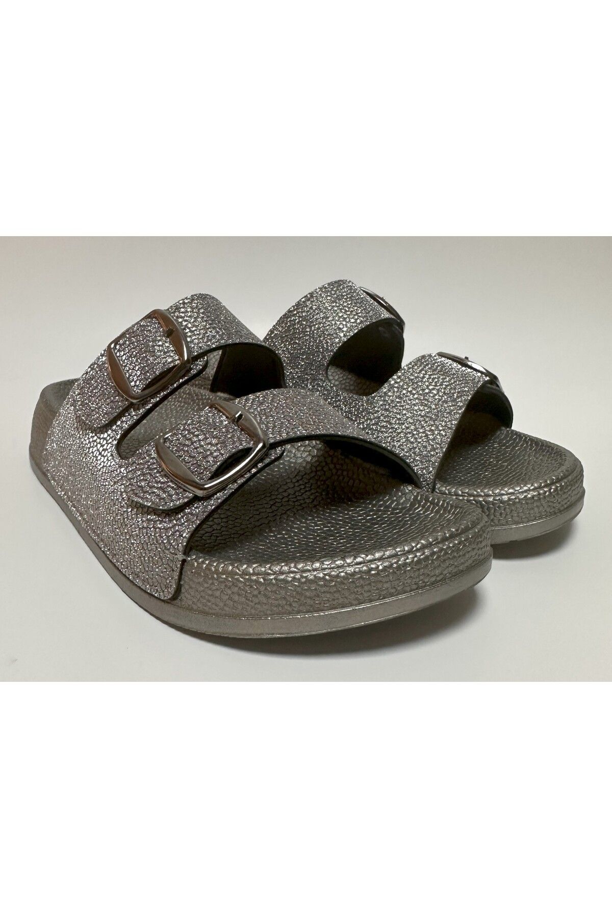 Pienn-Glitter Adjustable Double Buckle Elastic Anatomic Sole Women's Home and Street Slippers 2