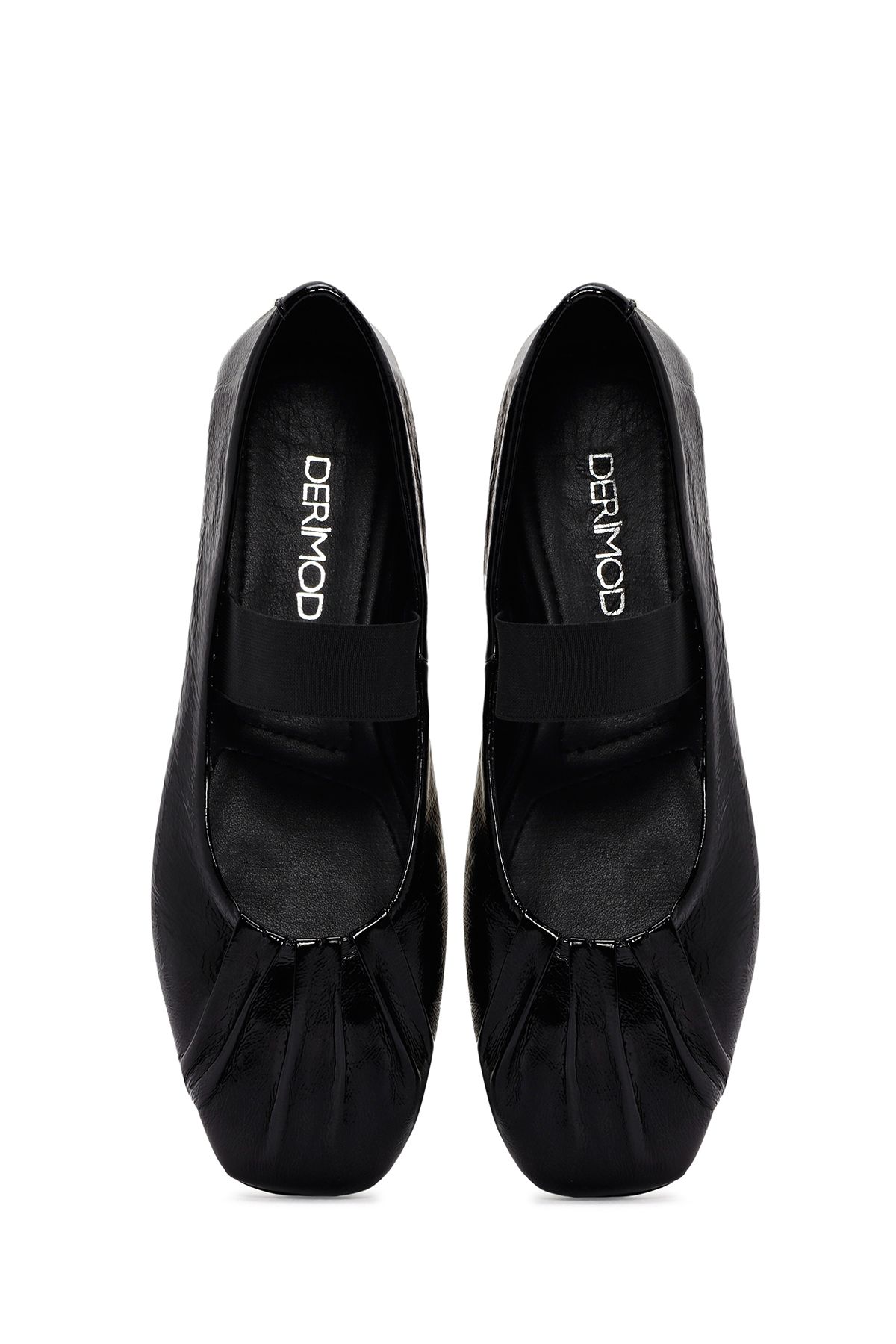 بابیت مشکی زنانه گروه سیاه و سفید Leater Flat Derimod