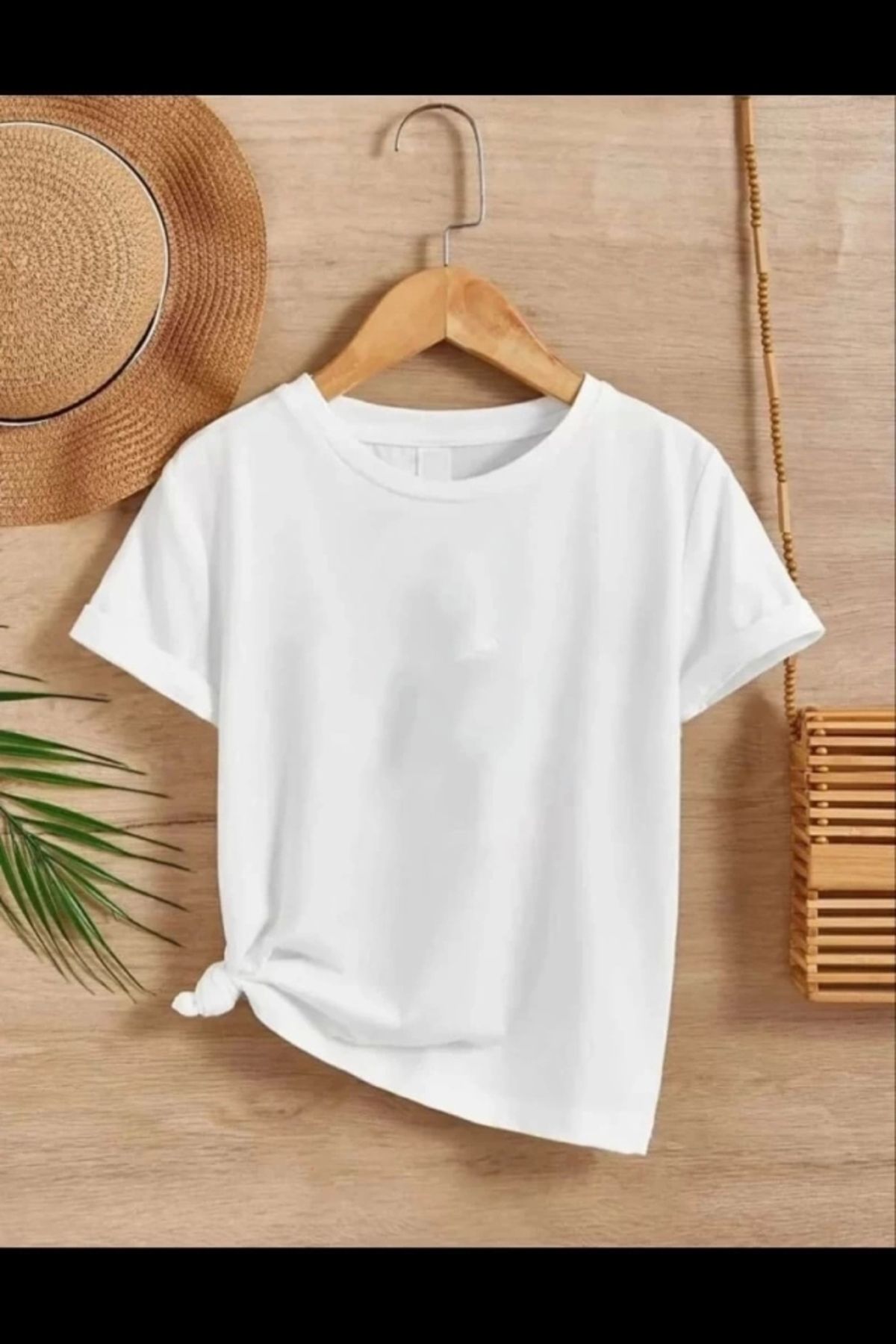 Silerra Çocuk Unisex Kapüşonlu Özel Tasarım Basic Tshirt - Beyaz