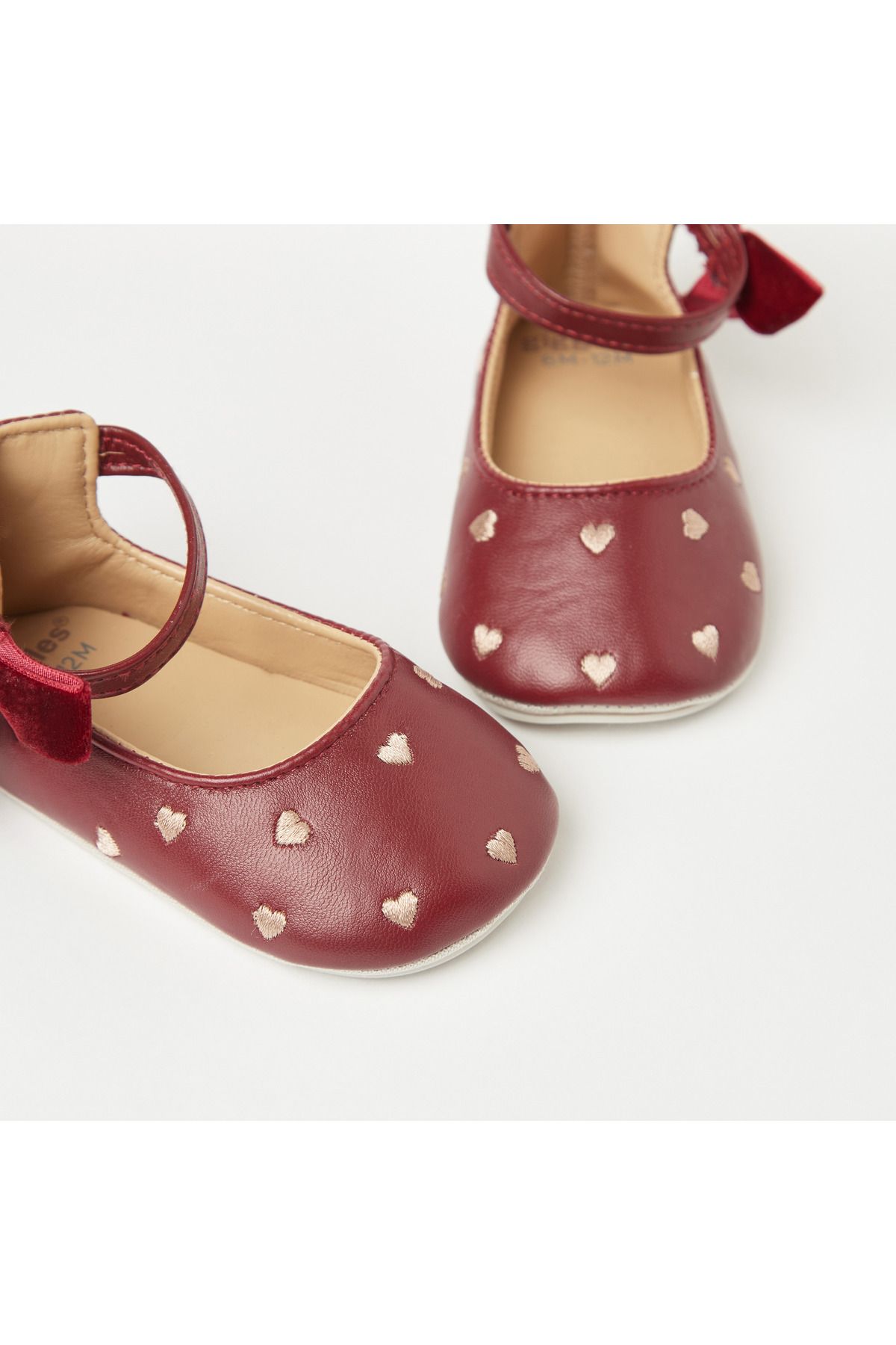 giggles-All-Over Heart Embroidered Booties with Hook and Loop Closure 3
