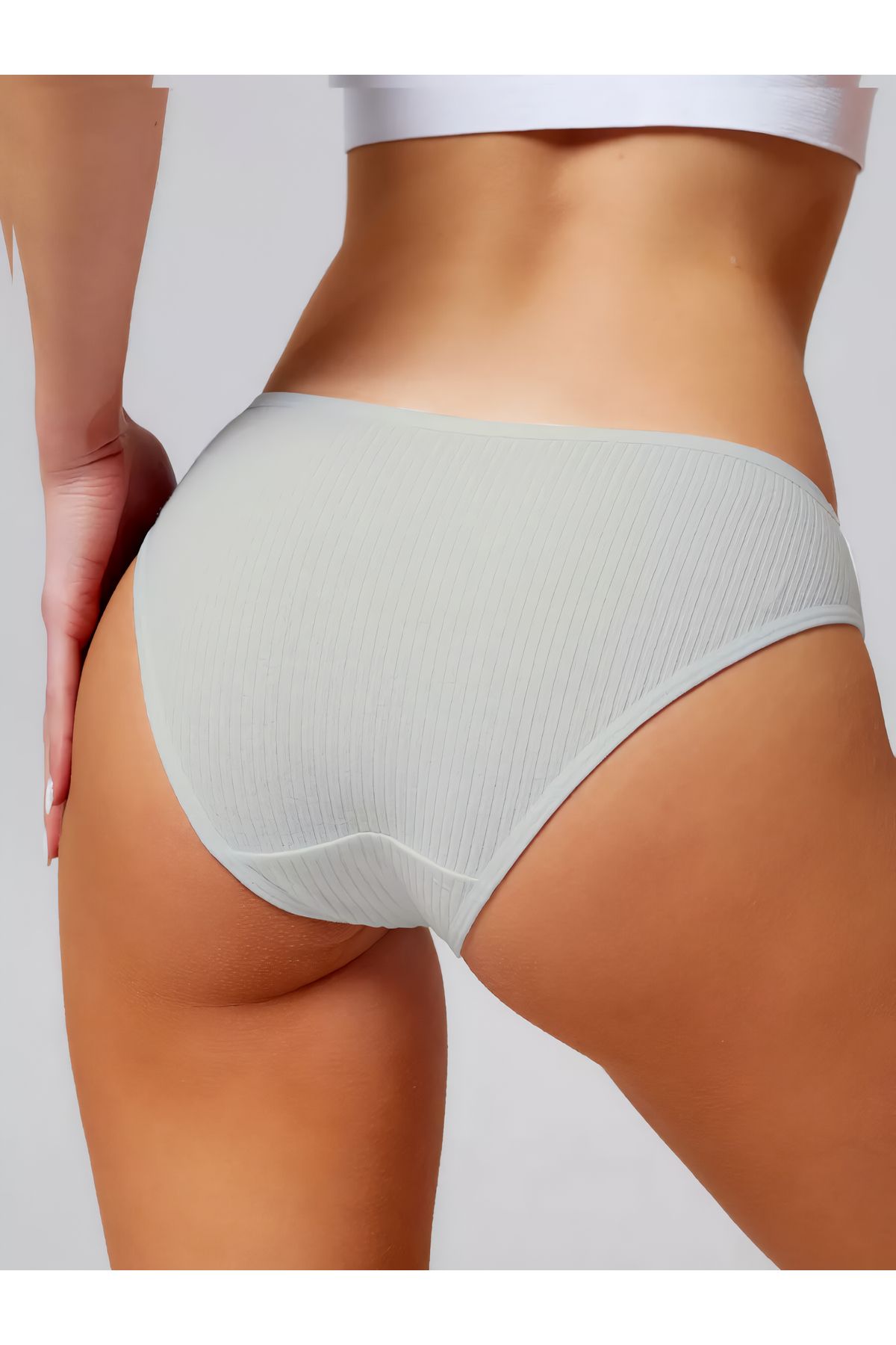 MİSTİRİK-Taranto Model Flexible Soft Fabric Corded Panties Ecru Color 2