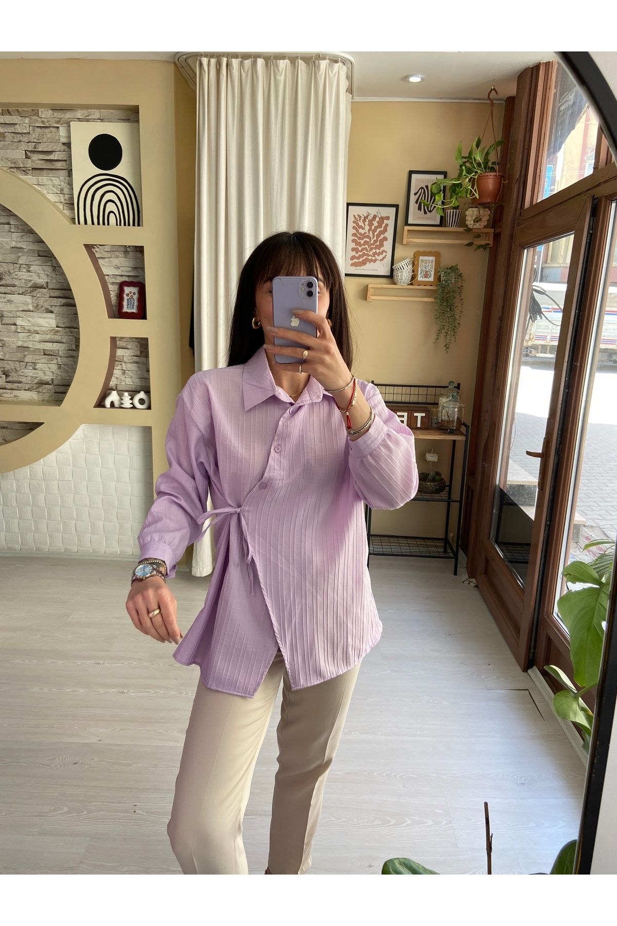 Sinemsi Butik BAĞLAMA DETAYLI GÖMLEK