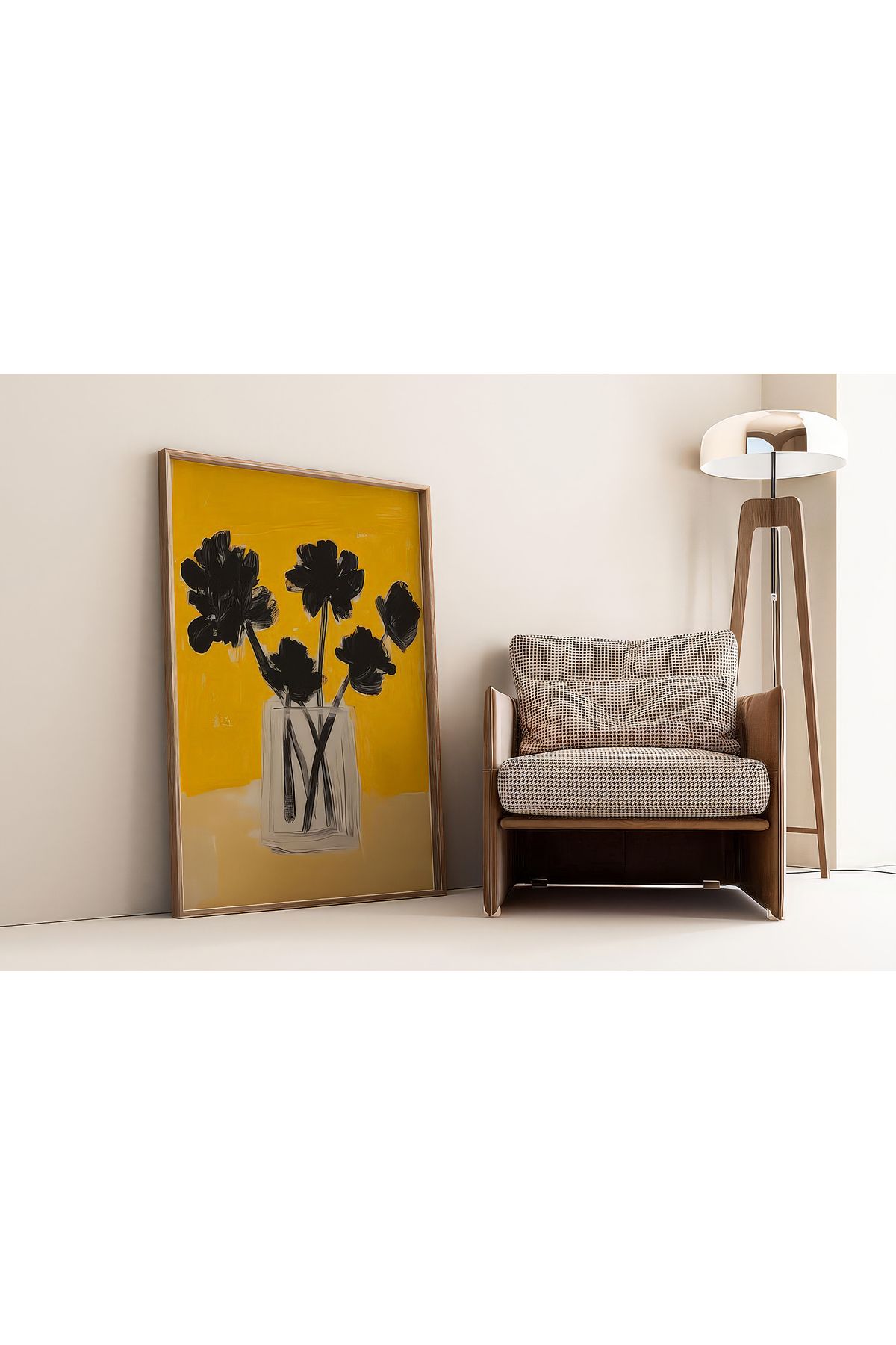 Dekorsiahome Tek Parça Ahşap Çerçeveli Oturma Odası Salon Mutfak Tablo TK0475