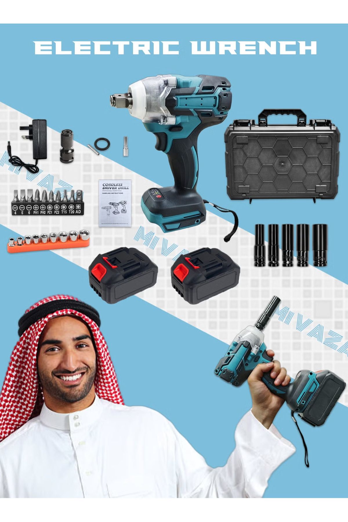 Denx-مثقاب لاسلكي بسرعة ٢٠٠٠ دورة في الدقيقة مع بطاريتين ٢١ فولت | تردد نبضي ١٦٦٠ دورة في الدقيقة | ١٢.٨ مم DX2568 5