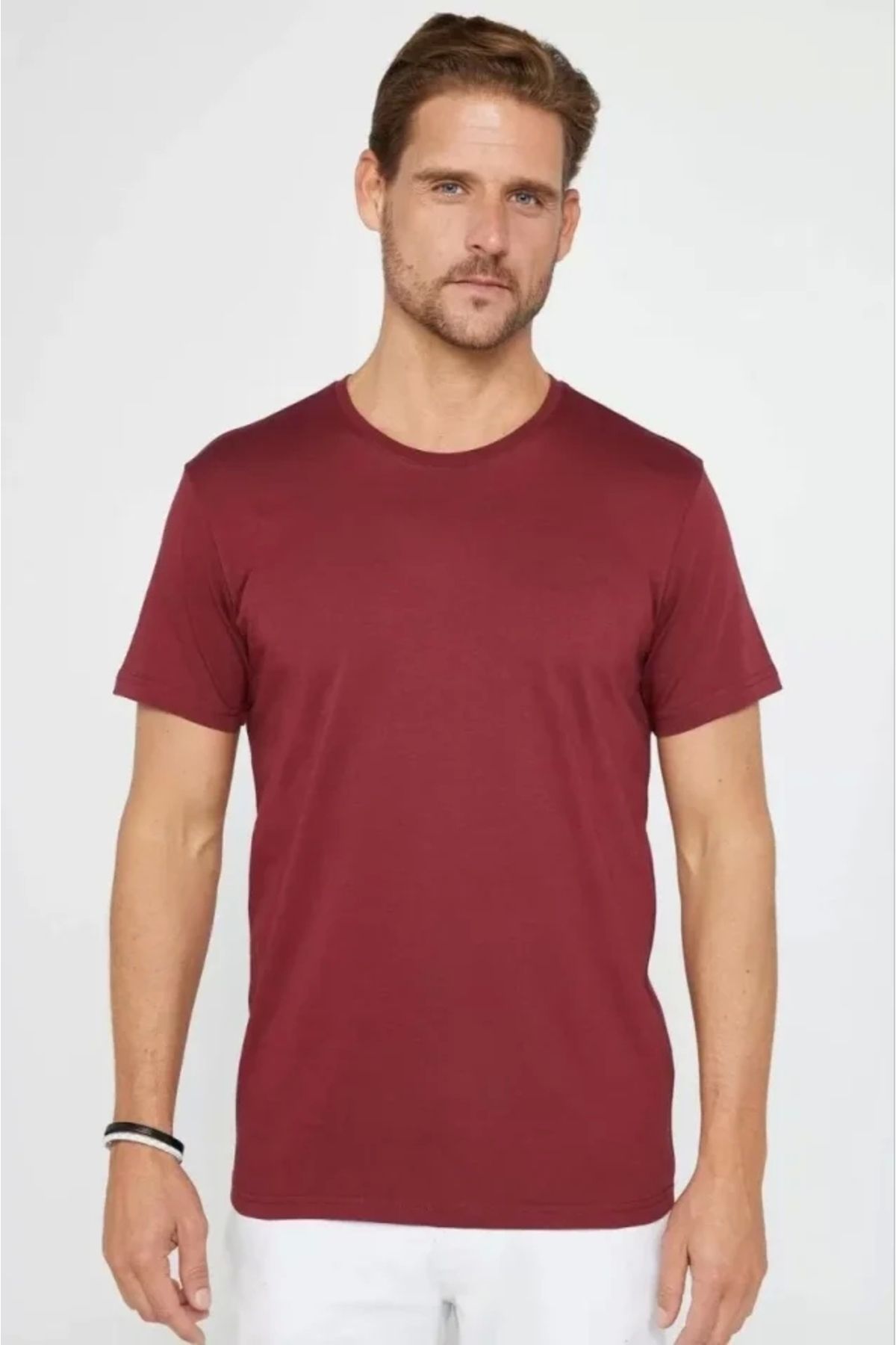 Silerra Unisex Düz Biskilet Yaka Oversize T-shirt - Bordo