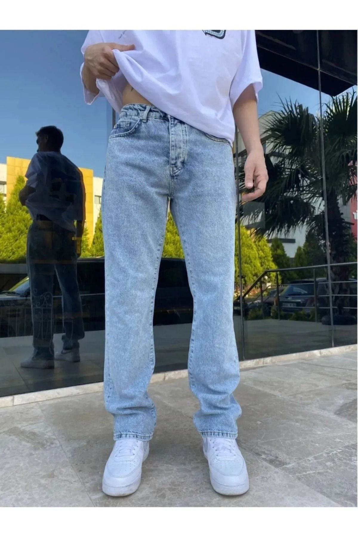 G Wear Basic Buz Mavi Erkek Baggy Jeans