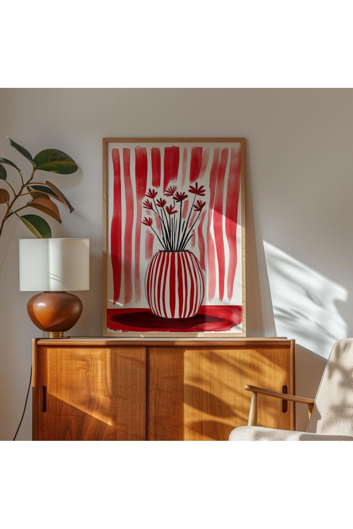 Dekorsiahome Tek Parça Ahşap Çerçeveli Oturma Odası Salon Mutfak Tablo TK0480