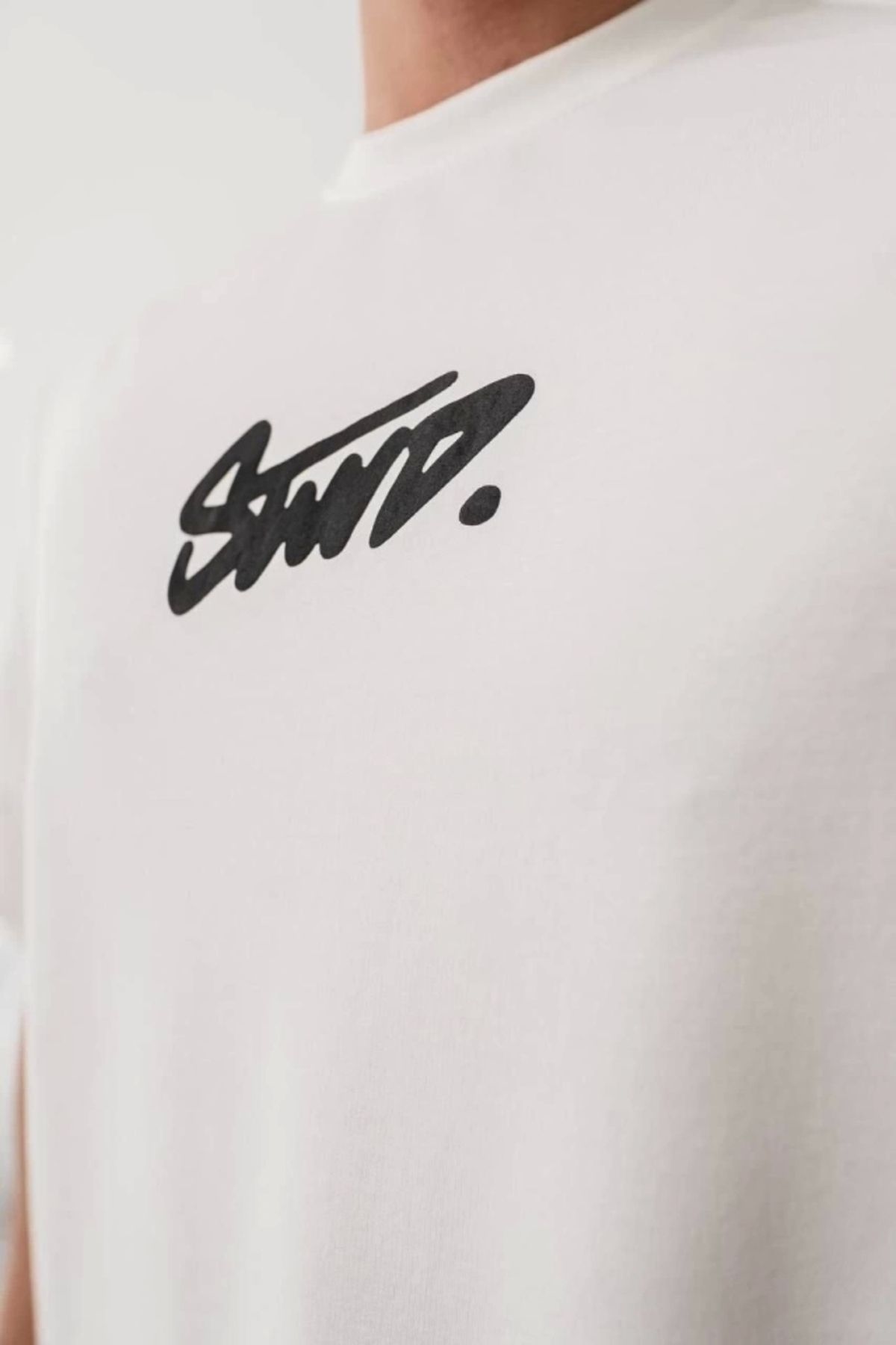 Silerra Erkek Baskılı Oversize T-shirt - Beyaz