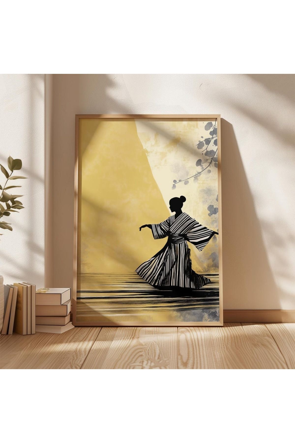 Dekorsiahome Tek Parça Ahşap Çerçeveli Oturma Odası Salon Mutfak Tablo TK0493