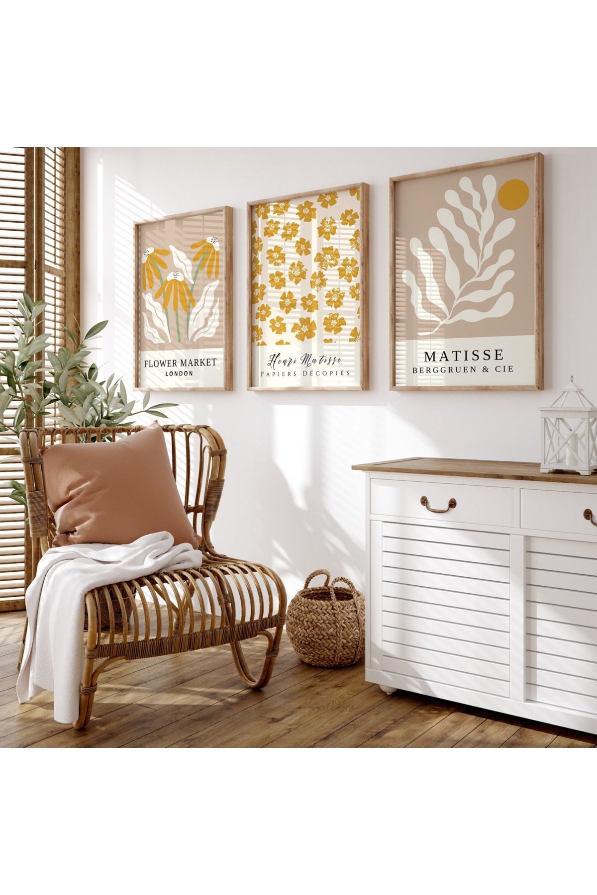 Tuba Decor 3 Parça Ahşap Çerçeve Görünümlü MDF Poster Tablo Seti