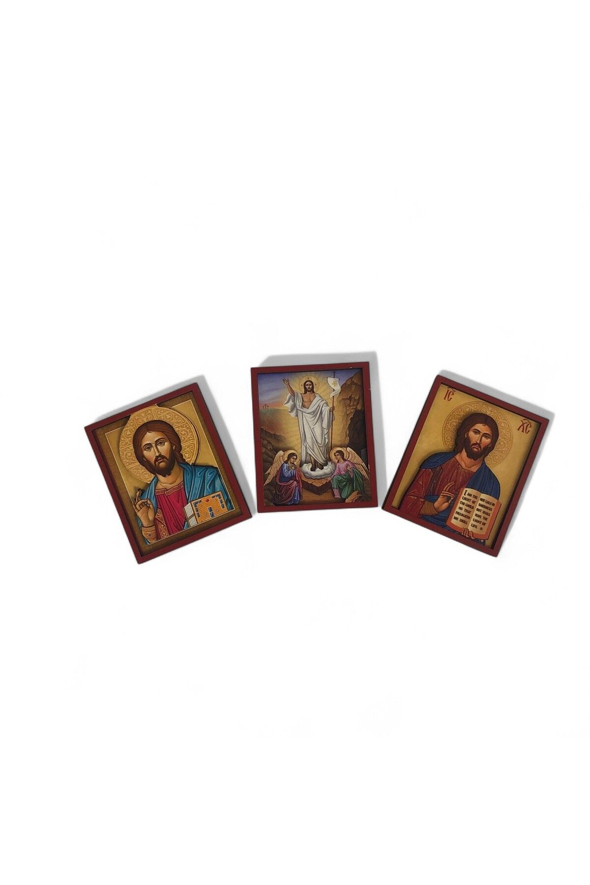 Hedea İkona 3'lü Magnet Kabartma İsa Mesih ve Kabartma Çerçeveli No 4
