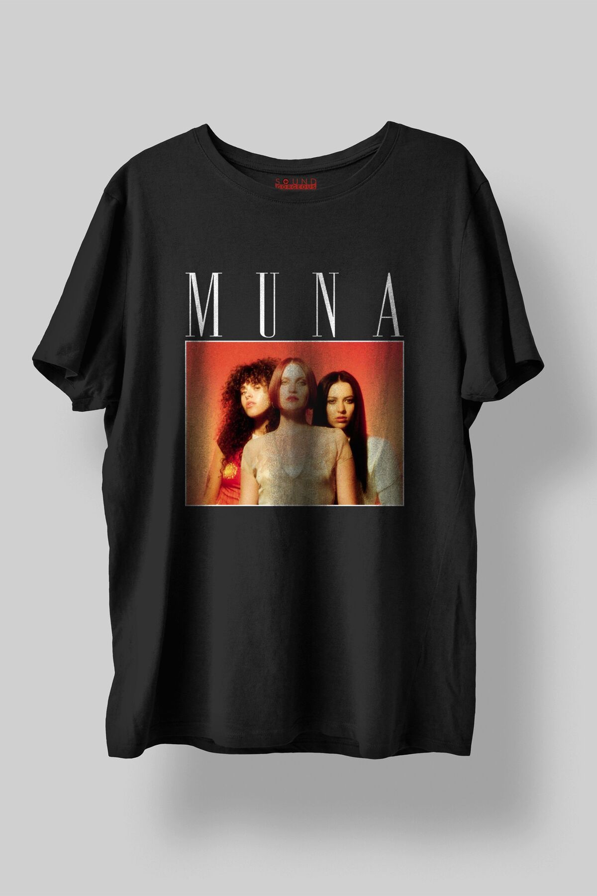 Sound Gorgeous Muna Müzik Tasarımlı Baskılı Regular Fit Unisex Siyah T-Shirt %100 Pamuk Rahat Kalıp Tişört No:0229