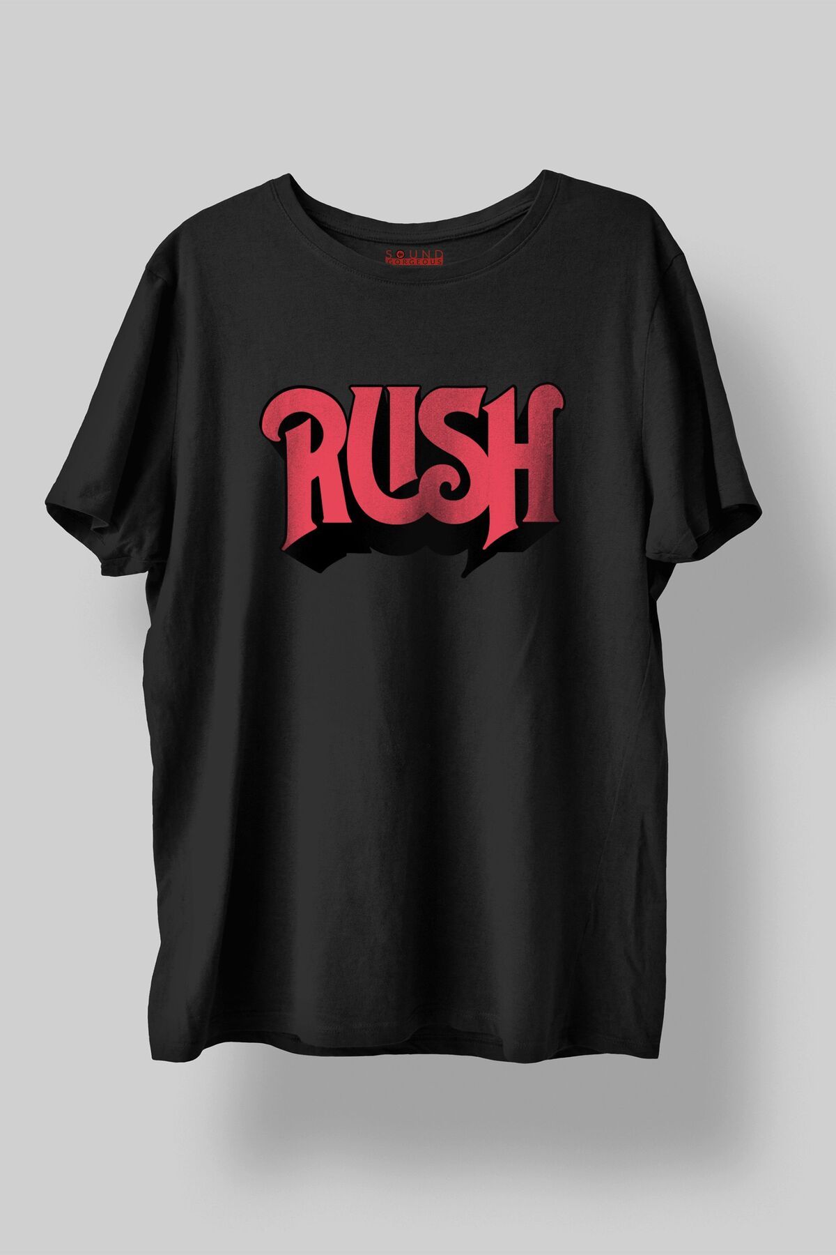 Sound Gorgeous Rush Müzik Tasarımlı Baskılı Regular Fit Unisex Siyah T-Shirt %100 Pamuk Rahat Kalıp Tişört No:0331
