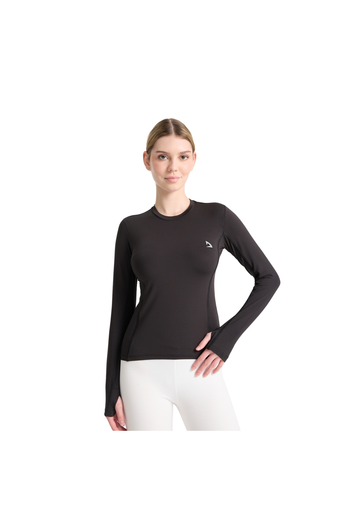 تي شيرت نسائي رياضي أسود مضغوط يسمح بمرور الهواء -...