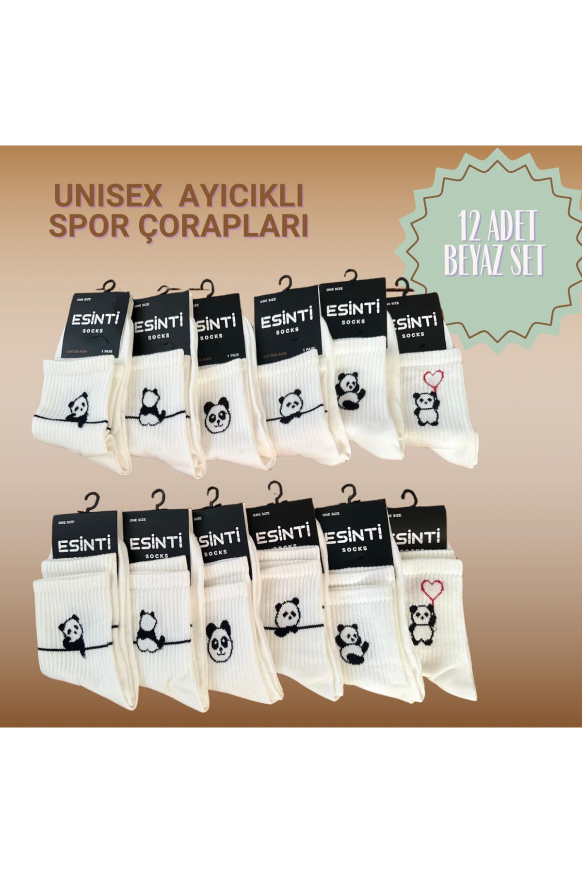 Prime BEYAZ AYICIKLI SPOR CORABI UNISEX