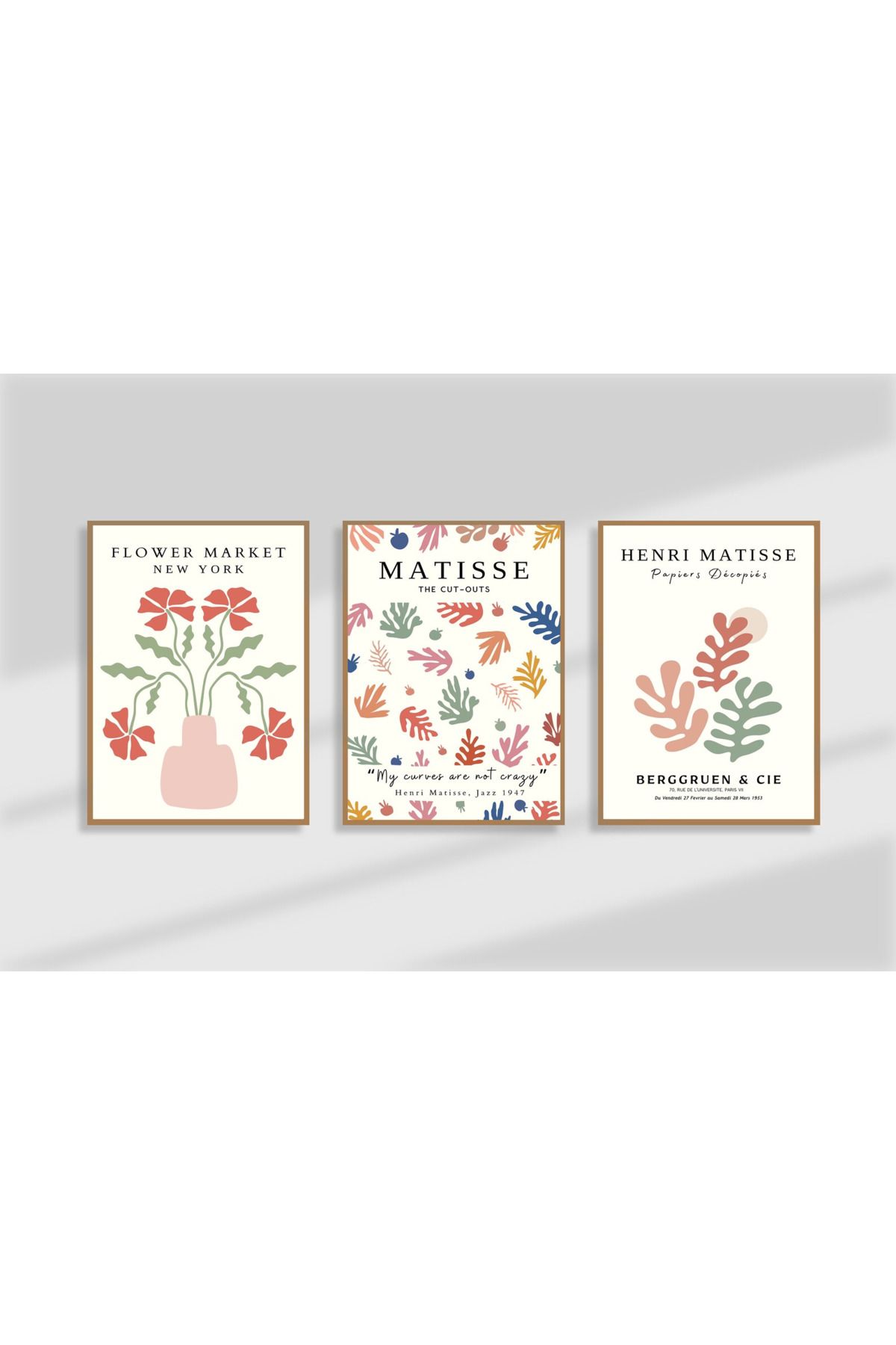 Tuba Decor 3 Parça Ahşap Çerçeve Görünümlü MDF Poster Tablo Seti