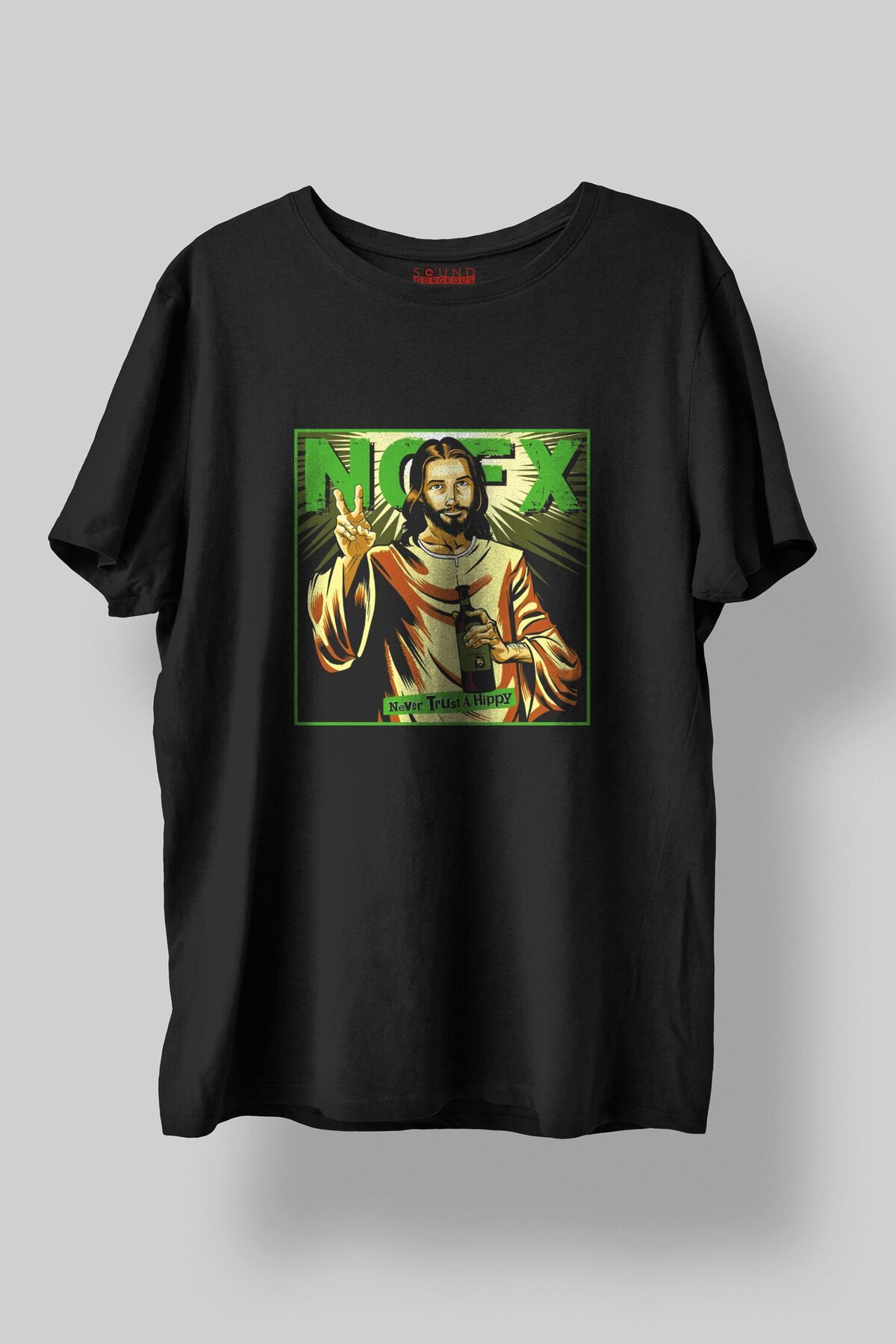 Sound Gorgeous NOFX Müzik Tasarımlı Baskılı Regular Fit Unisex Siyah T-Shirt %100 Pamuk Rahat Kalıp Tişört No:0247