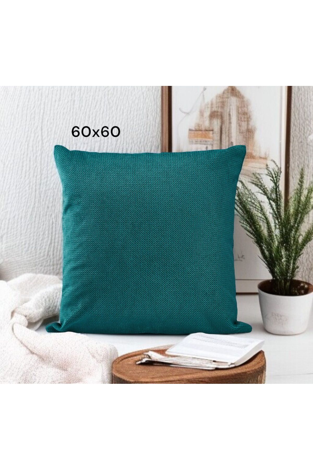 ASDİVA Notti Küçük Desenli Modern Yeşil Dekoratif Kırlent Kılıfı 60x60