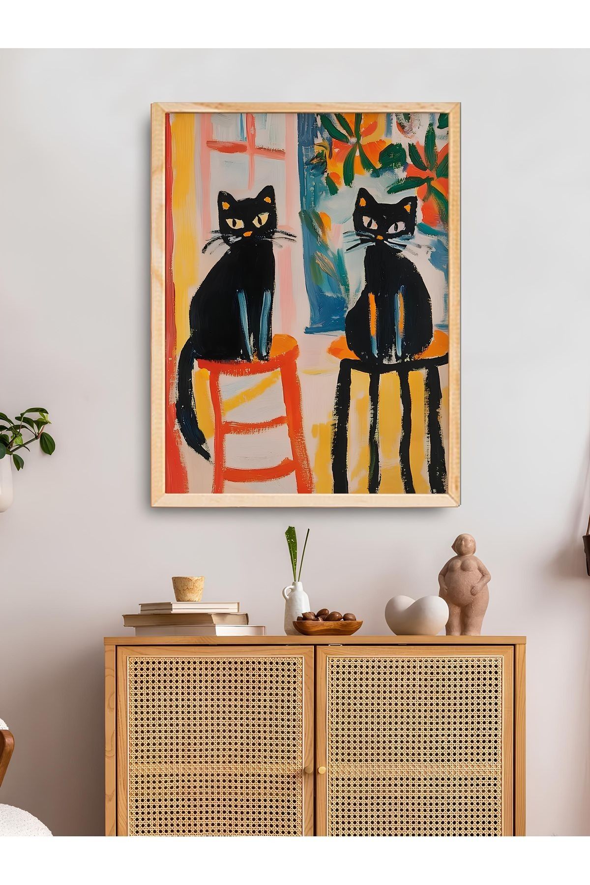 Dekorsiahome Tek Parça Ahşap Çerçeveli Oturma Odası Salon Mutfak Tablo TK0531