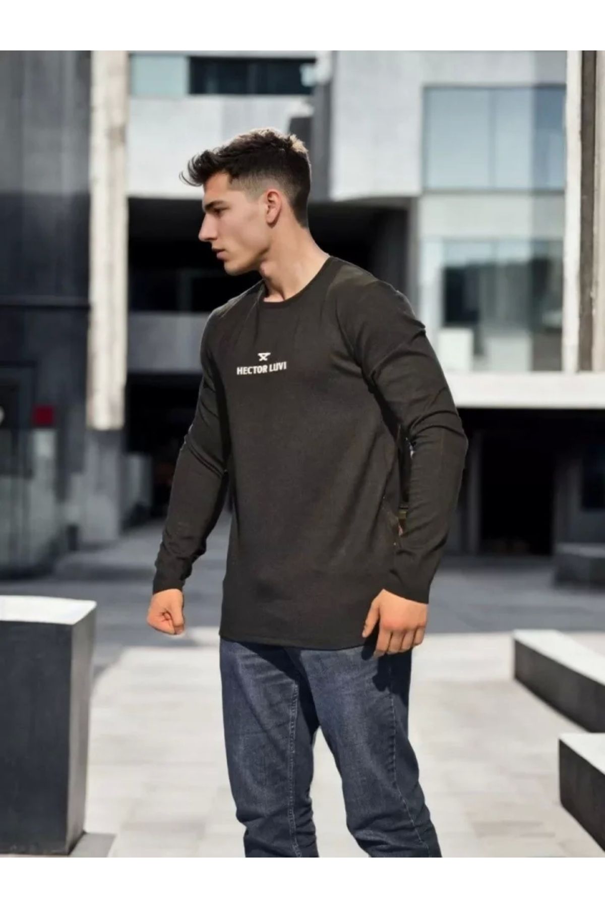 Silerra Unisex Bisiklet Yaka Uzun Kollu T-Shirt - Siyah