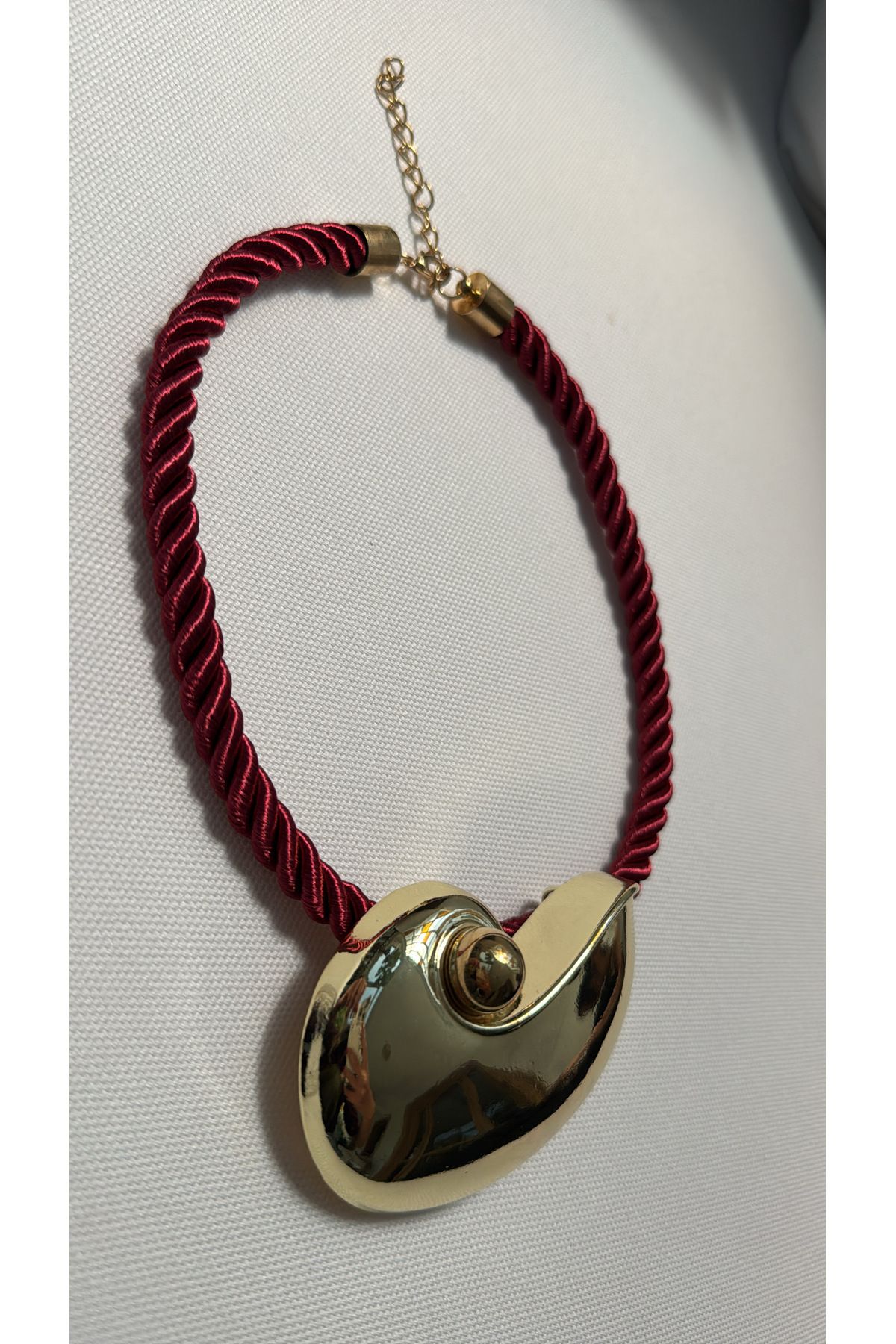 popcouturetr Gold Maxi Detaylı Bordo Halat Kolye