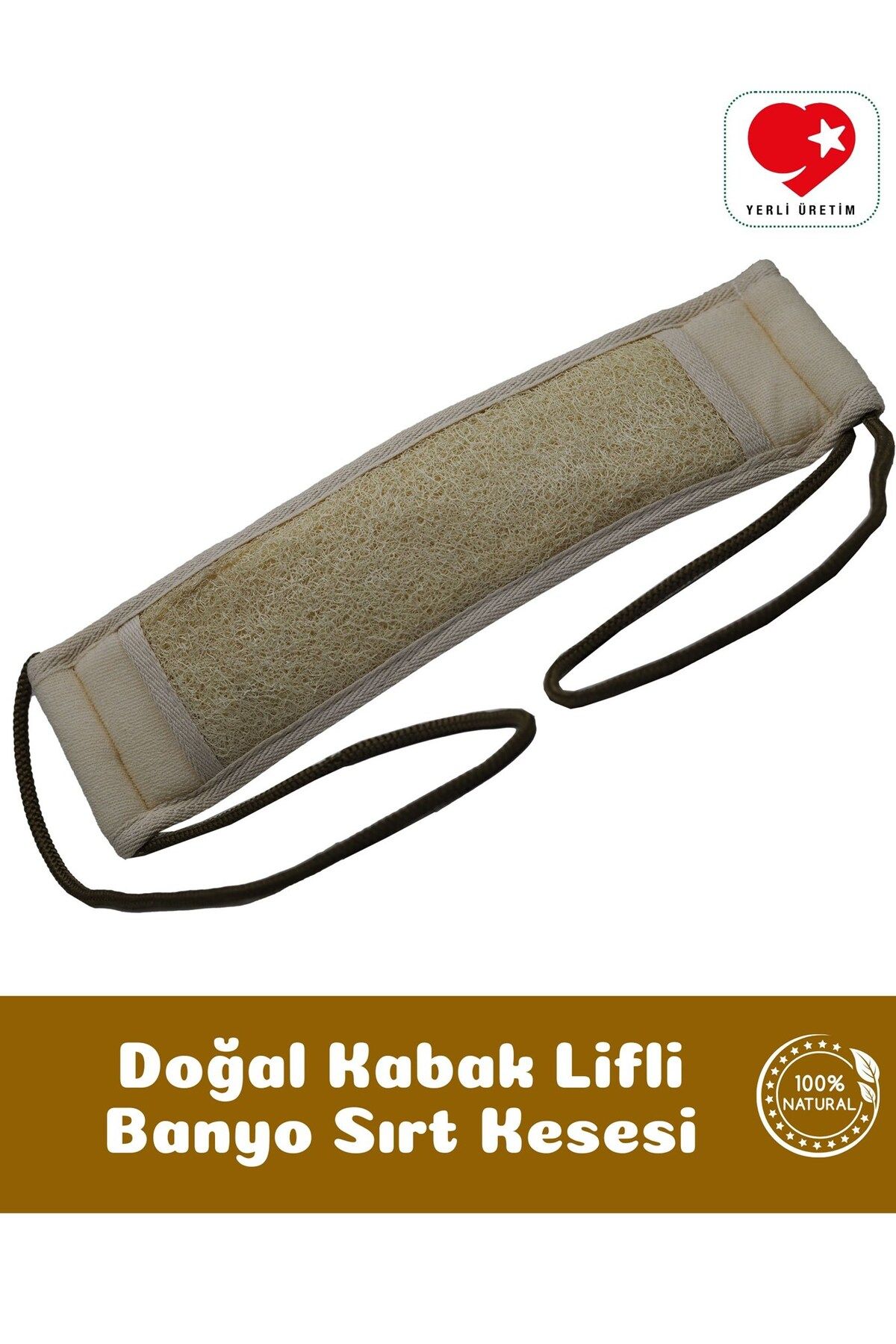 bialife Doğal Kabak Lifli İpli Kemer Sırt Kesesi - Banyo Duş Kesesi - Bialife