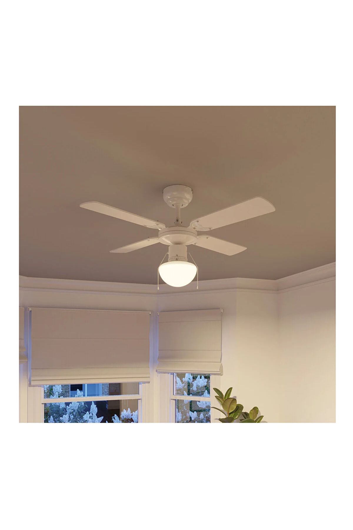 Altınkayaticaret AYDINLATMALI 4 KANATLI BEYAZ TAVAN VANTİLATÖRÜ 92 CM 60 WATT