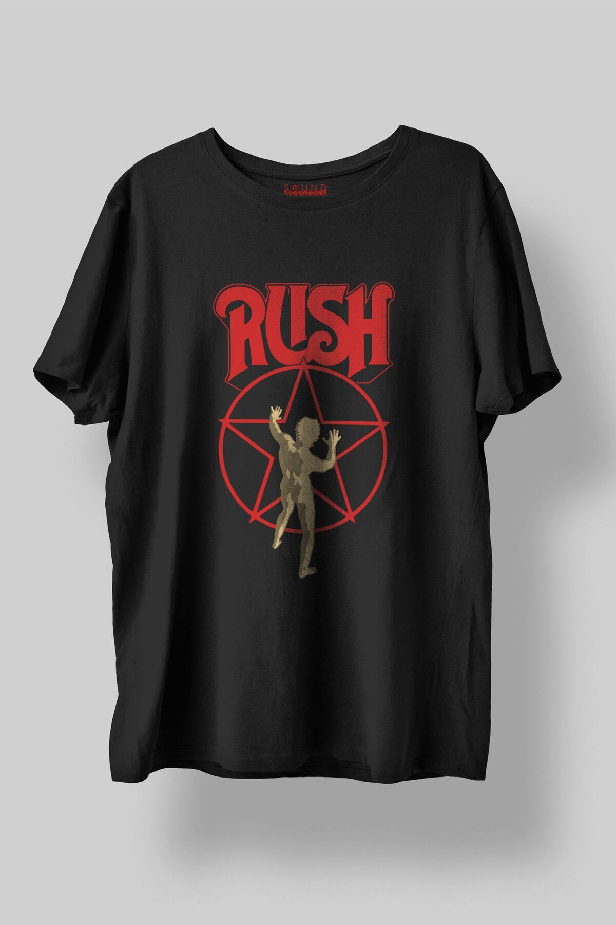 Sound Gorgeous Rush Müzik Tasarımlı Baskılı Regular Fit Unisex Siyah T-Shirt %100 Pamuk Rahat Kalıp Tişört No:0328