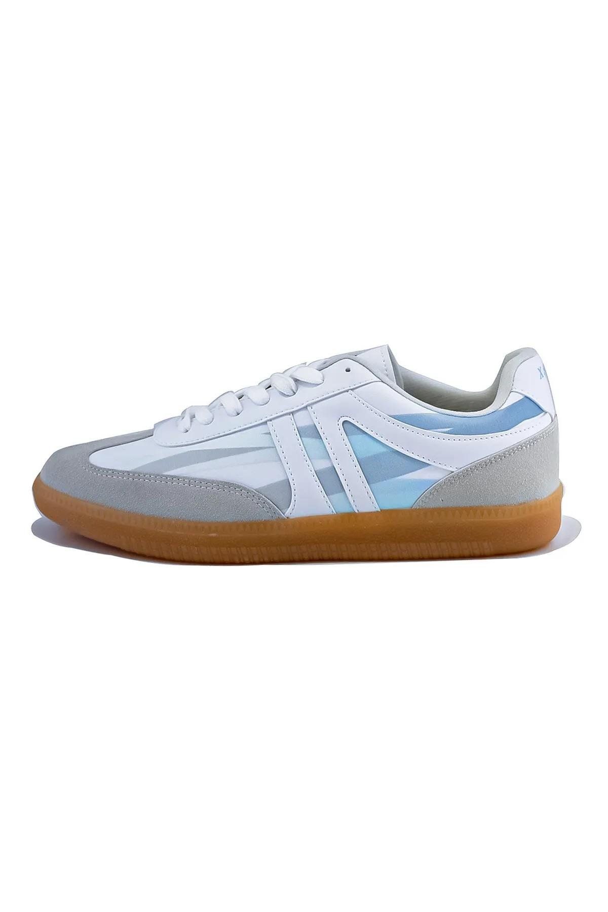 xson Dijital Baskı Unisex Beyaz-Mavi Sneaker Ayakkabı