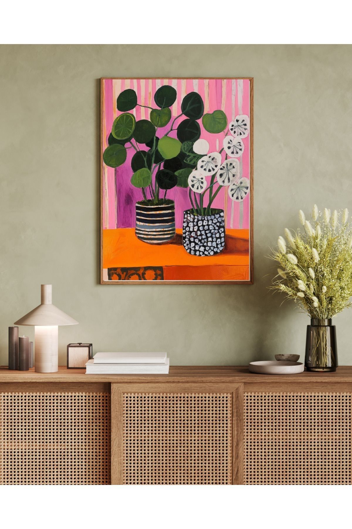 Dekorsiahome Tek Parça Ahşap Çerçeveli Oturma Odası Salon Mutfak Tablo TK0532