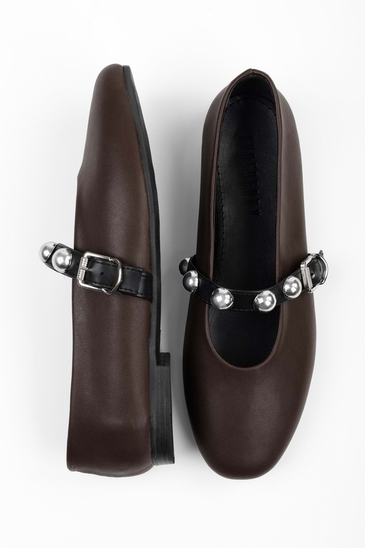 Shoeberry Kadın Velna Kahve Cilt Babet