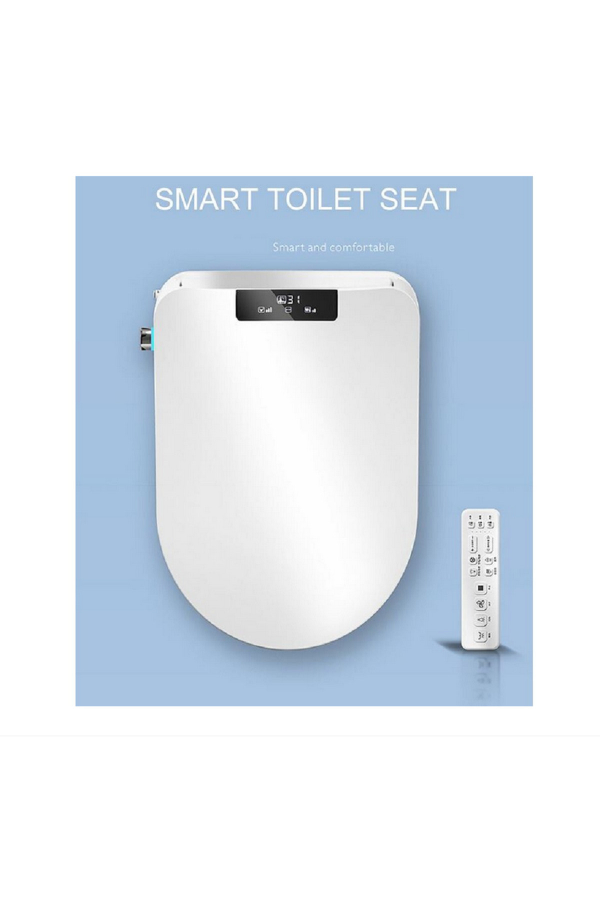 EcoFresh-Smart toilet seat with remote control, bidet function, massage, seat heating, LCD display, 49 cm length 8
