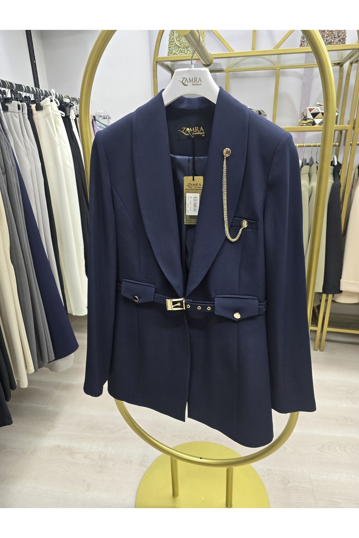 Omka Moda Kemerli Blazer Ceket