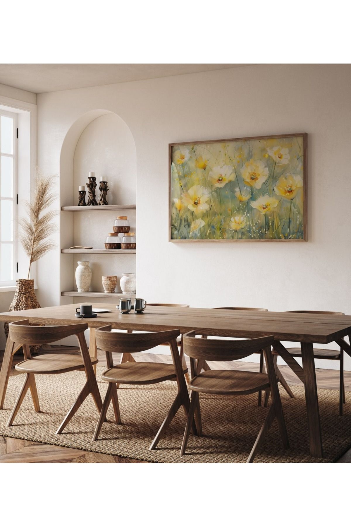 Dekorsiahome Tek Parça Ahşap Çerçeveli Oturma Odası Salon Mutfak Tablo TK0529