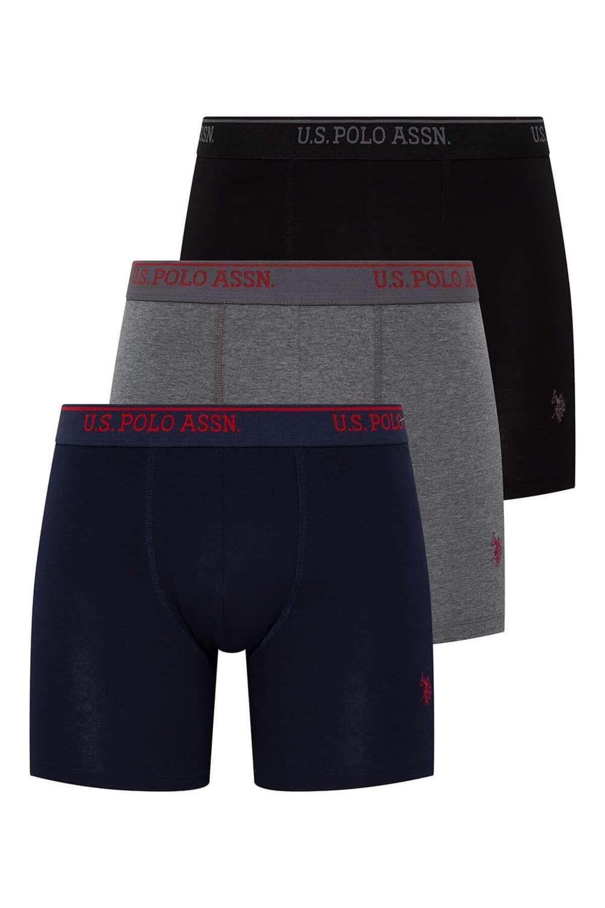 U.S. Polo Assn. U.S. Polo Assn. Erkek 3'lü Uzun Paça Pamuklu Ve Kutulu Boxer - Çoklu Renk - TLAYE80G45C4Y