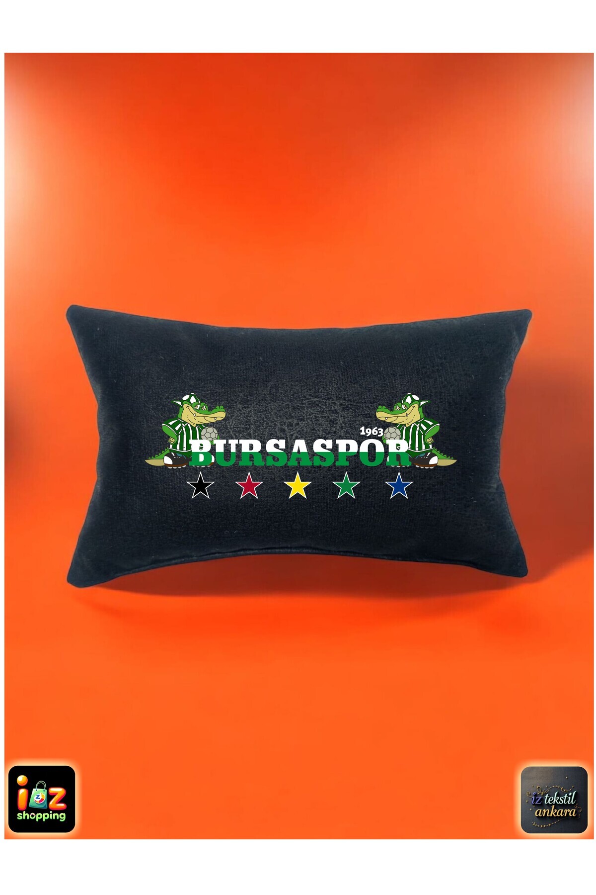 İZ WORTH WEARİNG BURSASPOR Araç Boyun Yastığı Ortopedik Yastık Siyah Kumaş, Baskılı 1 Adet 17x27cm.