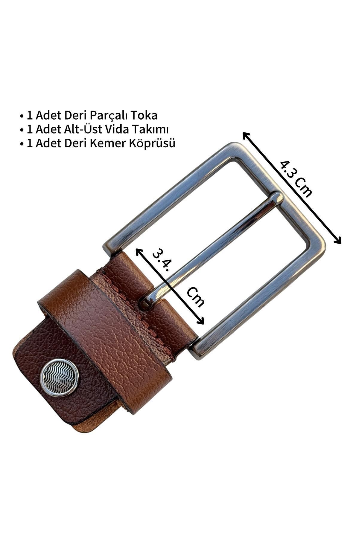 S.S SÜZER DERİ Taba 3.5 cm. Yedek Kemer Tokası Hakiki Deri Vidalı