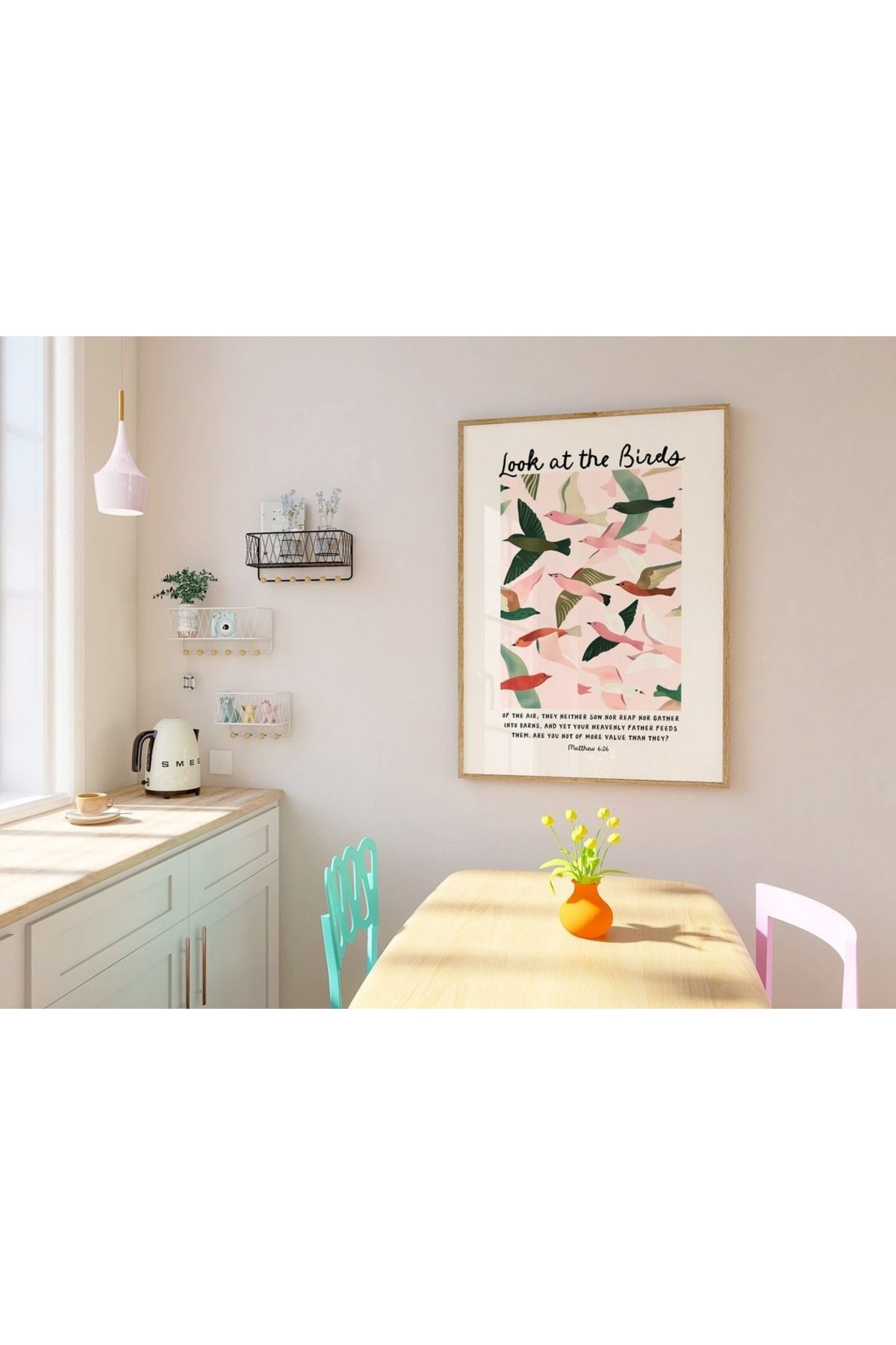 Dekorsiahome Tek Parça Ahşap Çerçeveli Oturma Odası Salon Mutfak Tablo TK0545