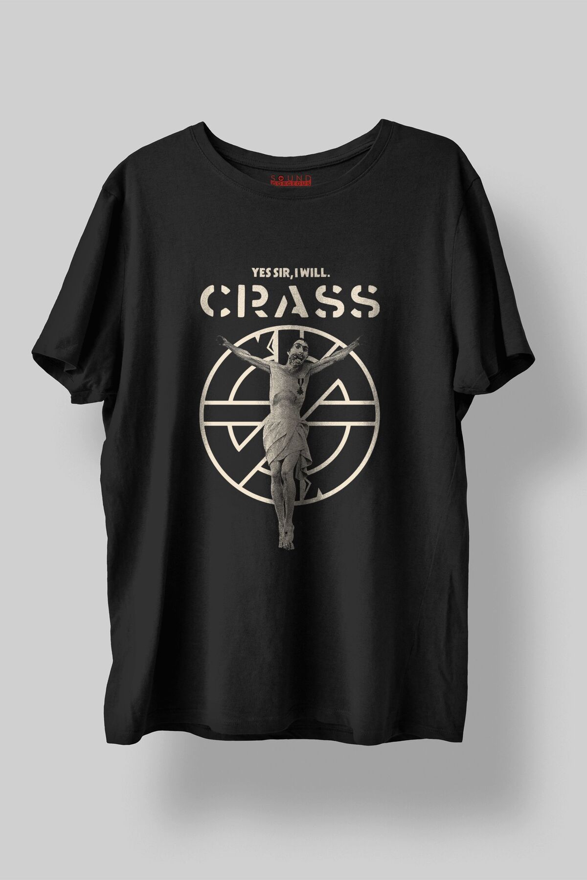 Sound Gorgeous Crass Müzik Tasarımlı Baskılı Regular Fit Unisex Siyah T-Shirt %100 Pamuk Rahat Kalıp Tişört No:0105